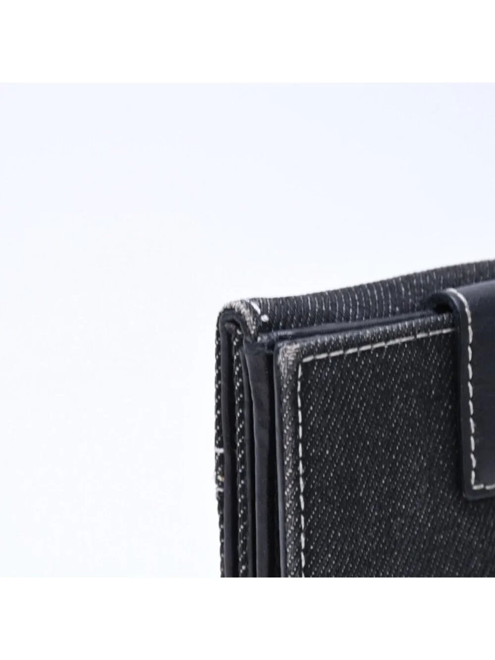 Dior Logo Button Bifold Wallet Denim Black Gray